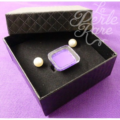 Boîte emballage cadeau noir 7.5 x 7.5 x 3.5 cm